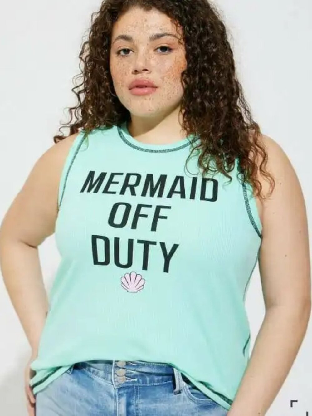 Torrid Disney The Little Mermaid Mermaid on Duty Rib Fitted High Neck Tank 3/3X